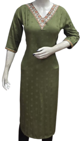 ONV0112 Dobby V Embroidery Kurti