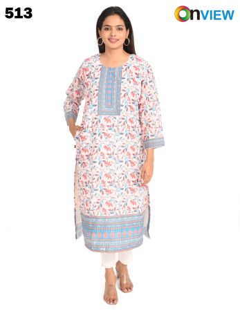 ONV513 COTTON CHIKANKARI WORK WITH DIGITAL PRINT