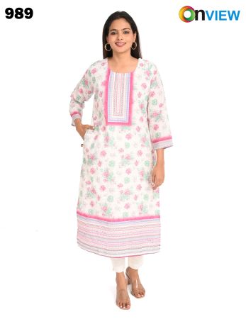 ONV989 COTTON CHIKANKARI WORK WITH DIGITAL PRINT