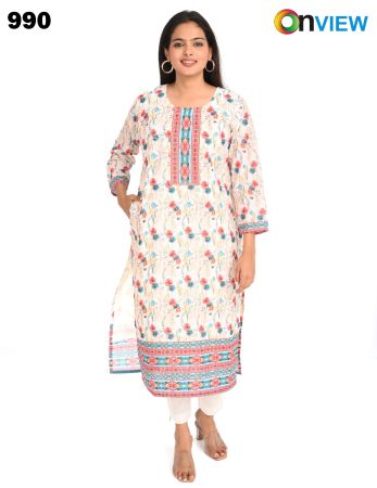 ONV990 COTTON CHIKANKARI WORK WITH DIGITAL PRINT